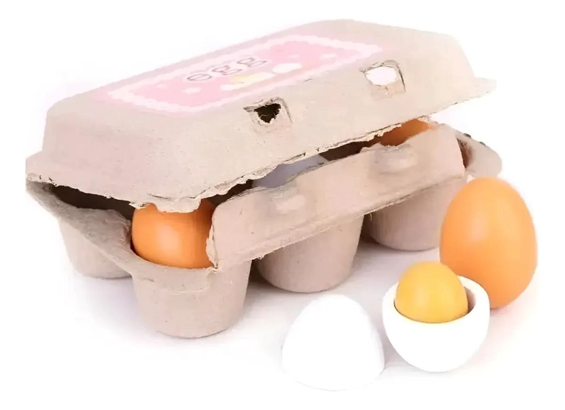 SET DE 6 HUEVOS DE MADERA DIDACTICOS PARA NIÑOS - 1