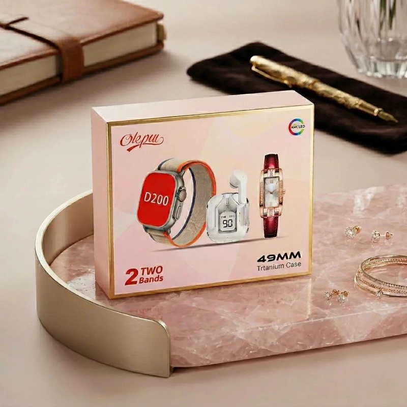 SMARTWATCH MUJER KIT 3 EN 1 RELOJ ANALOGO Y AUDIFONOS BT - 4