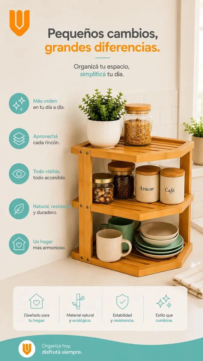 ORGANIZADOR ESQUINERO DE COCINA CON REPISAS TRIPLES - 5