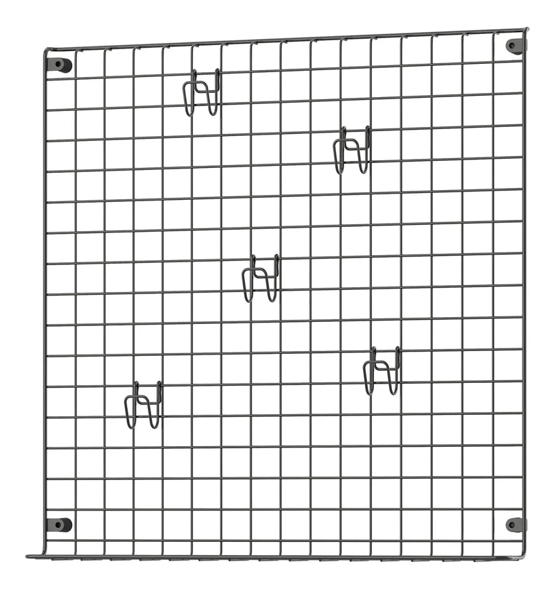 REJILLA ORGANIZADORA DE PARED GRIS 58X59 CM CON GANCHOS - 1