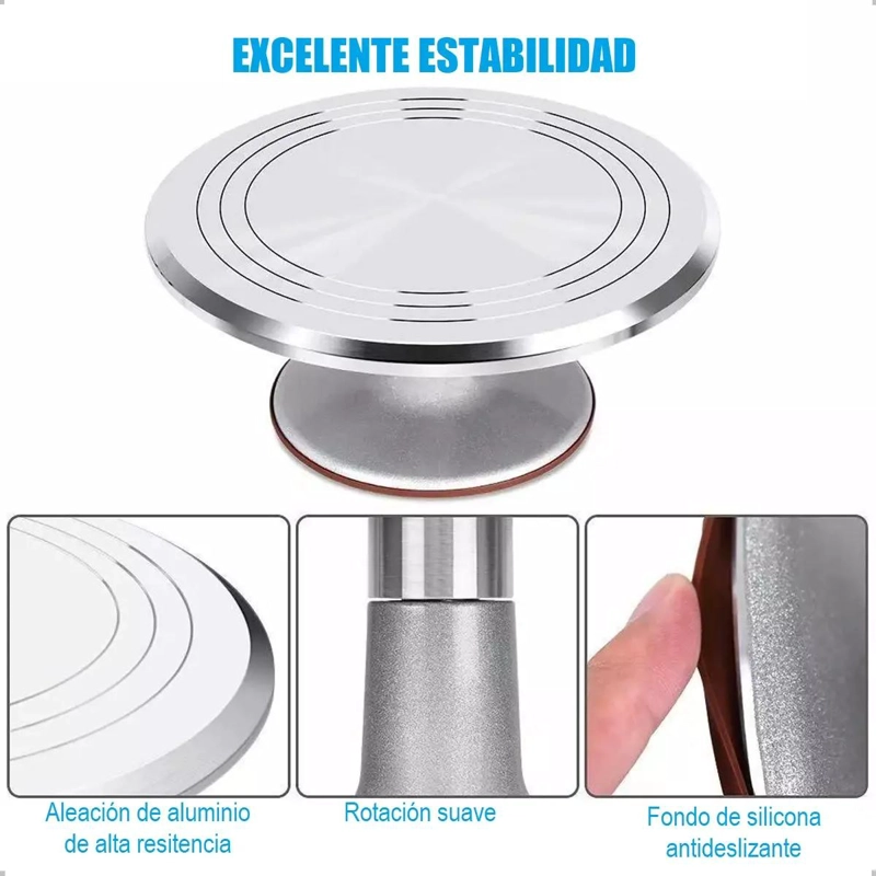 BASE GIRATORIA METALICA PARA TORTAS PROFESIONAL - 4