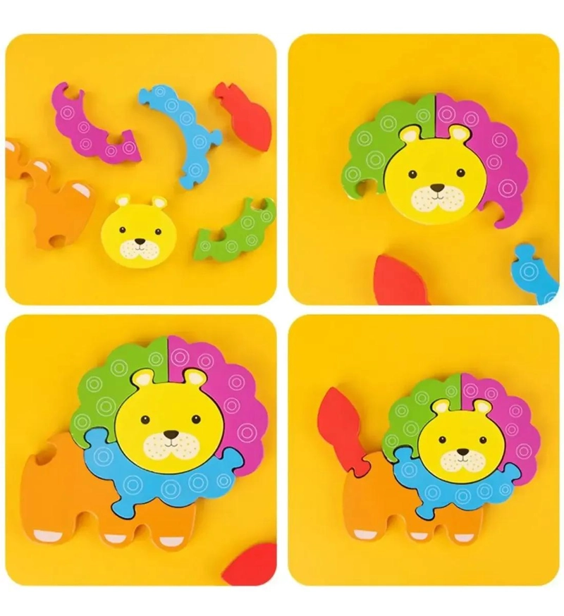 KIT 5 ROMPECABEZAS 3D DE MADERA DIDACTICOS PARA NIÑOS - 2