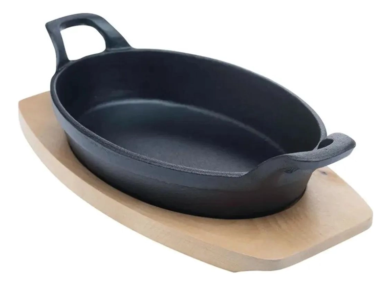 SARTE N OVALADO DE HIERRO CON BASE DE MADERA 20X10X3 CM - 4