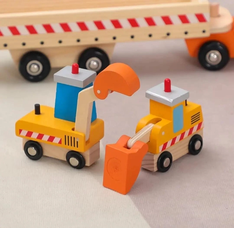 CAMION DE CONSTRUCCION DE MADERA CON RAMPA PARA NIÑOS - 4