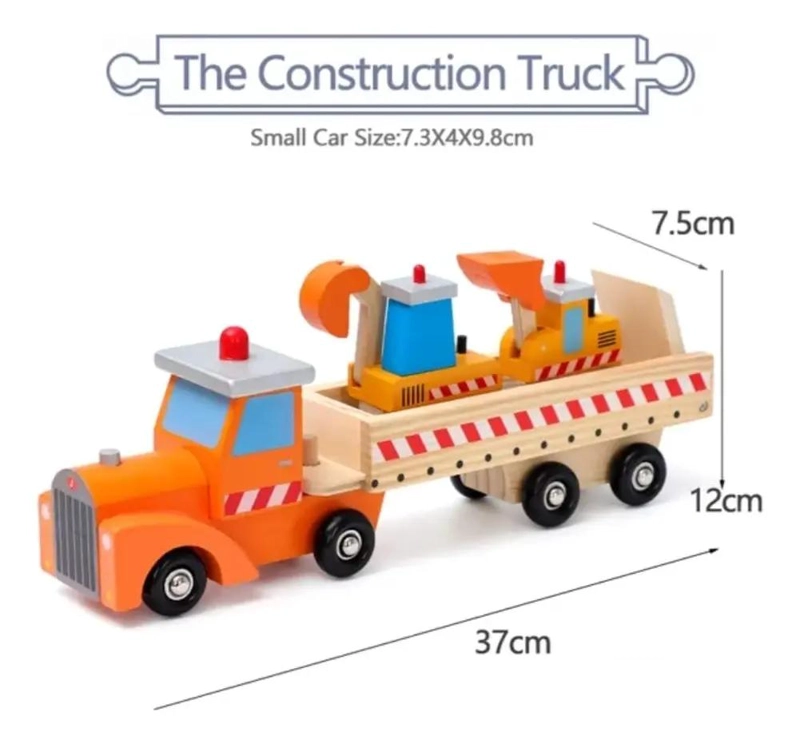 CAMION DE CONSTRUCCION DE MADERA CON RAMPA PARA NIÑOS - 5