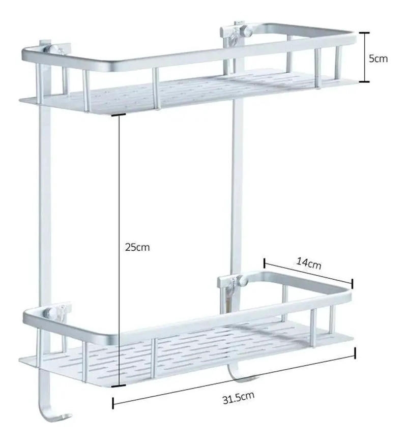 REPISA DE ALUMINIO PARA BAÑO 2 NIVELES - 2