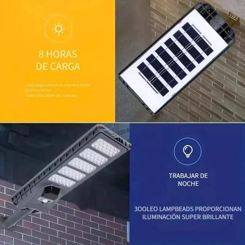 FOCO LAMPARA SOLAR LED 400W EXTERIOR CON SENSOR - 3