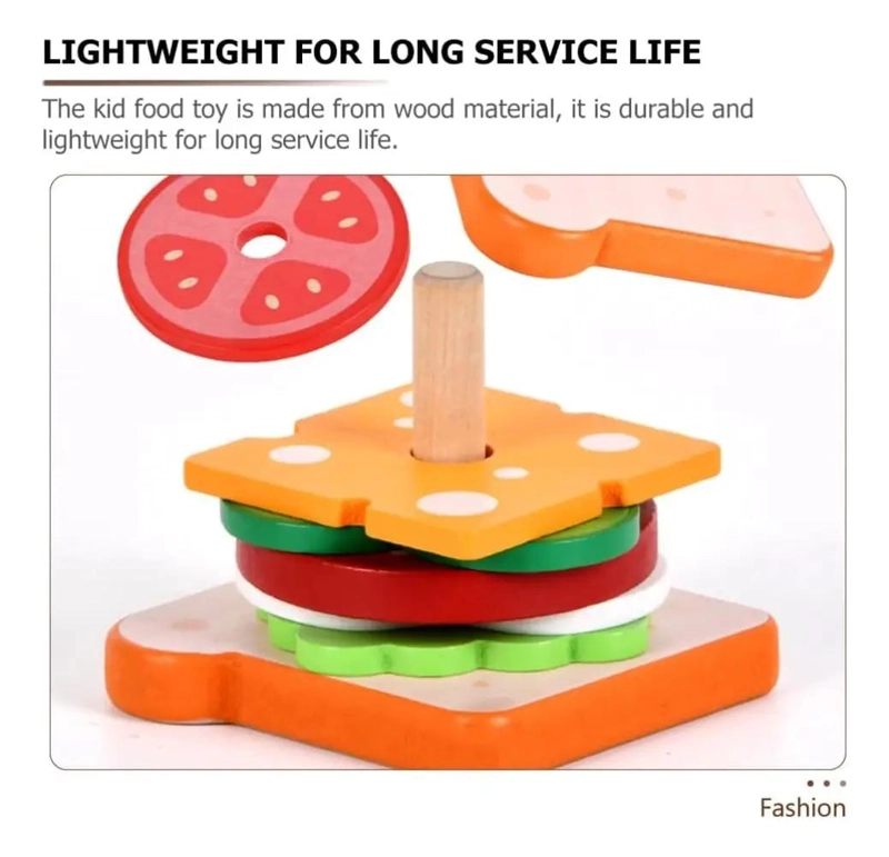 PUZZLE DE MADERA MONTESSORI HAMBURGUESA Y SANDWICH - 4