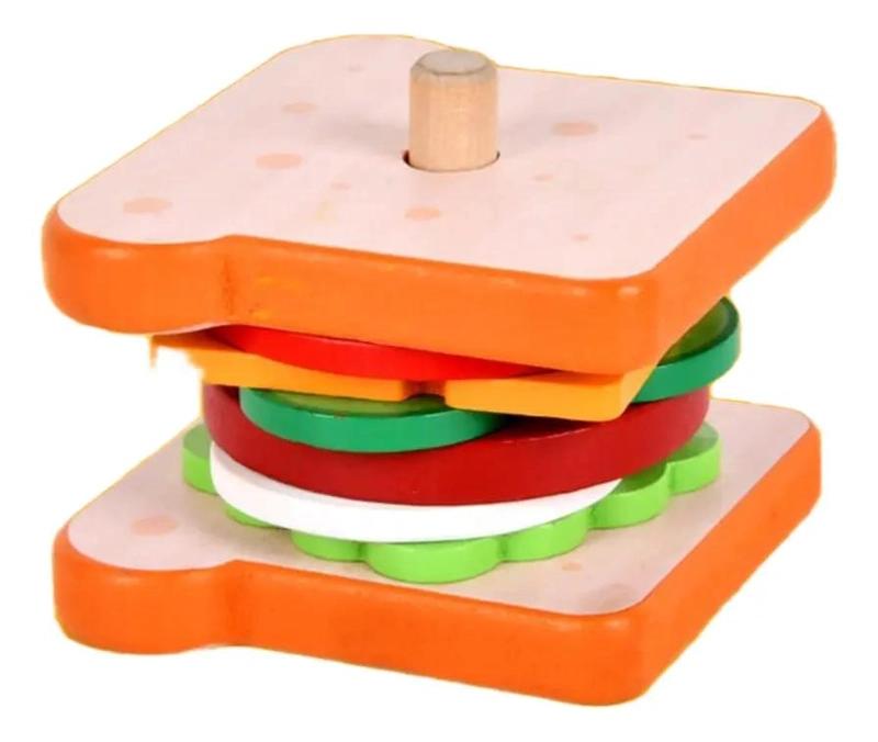 PUZZLE DE MADERA MONTESSORI HAMBURGUESA Y SANDWICH - 5