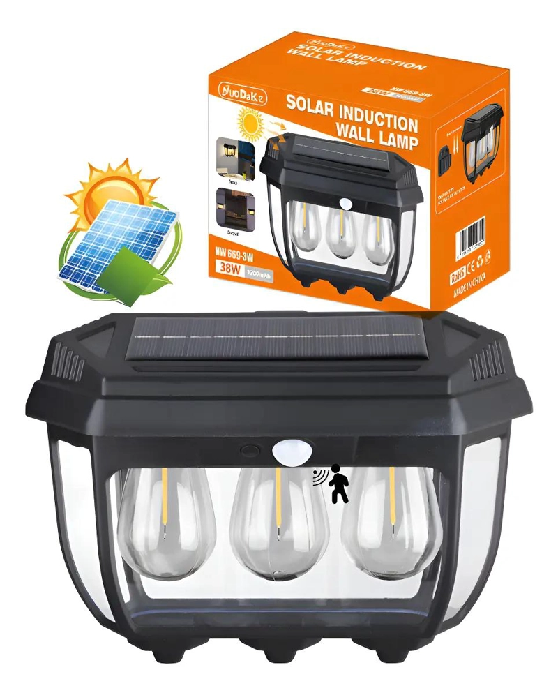 PACK 2 FAROLES SOLARES DE PARED CON SENSOR DE MOVIMIENTO - 1