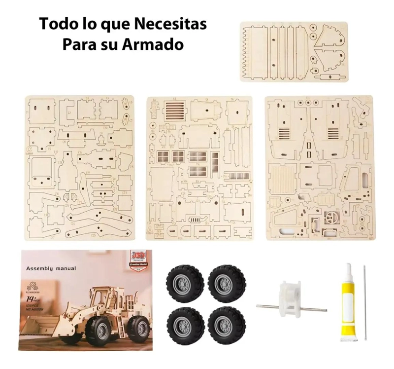 PUZZLE 3D RETROEXCAVADORA 106 PIEZAS MDF Y PLASTICO - 4