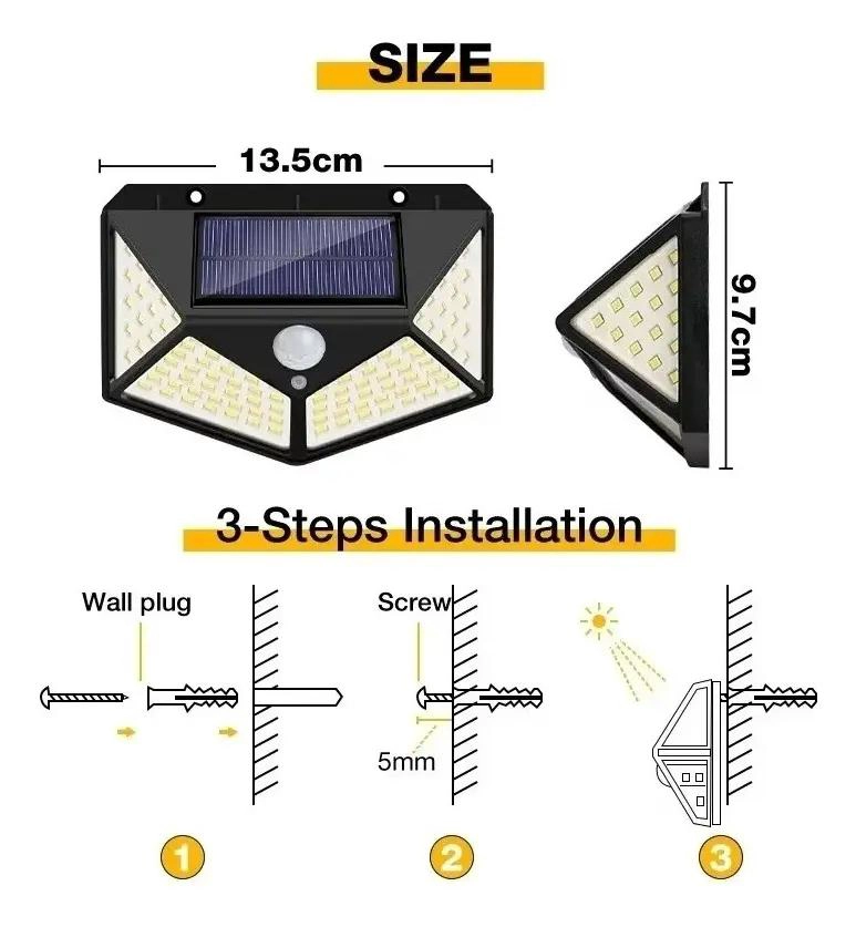 PACK 6 FOCOS SOLARES EXTERIORES 100 LED - 2