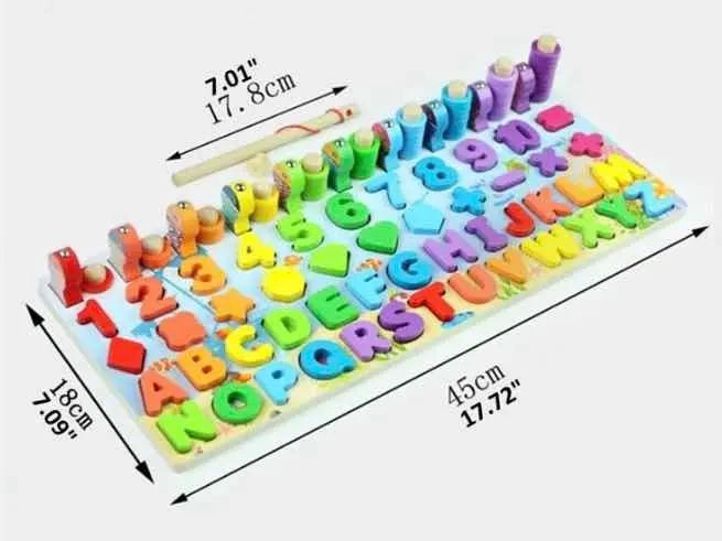 JUGUETE EDUCATIVO DE MADERA CON PESCA, NUMEROS Y LETRAS - 2