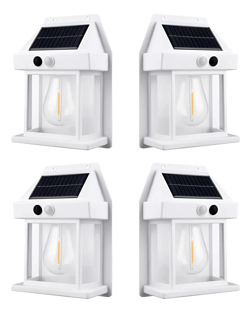SET DE 4 APLIQUES DE MURO NEGROS CON LUZ SOLAR - 1