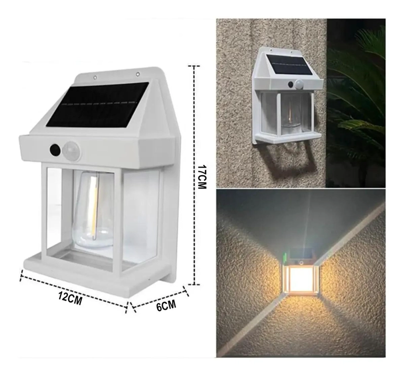 SET DE 4 APLIQUES DE MURO NEGROS CON LUZ SOLAR - 3