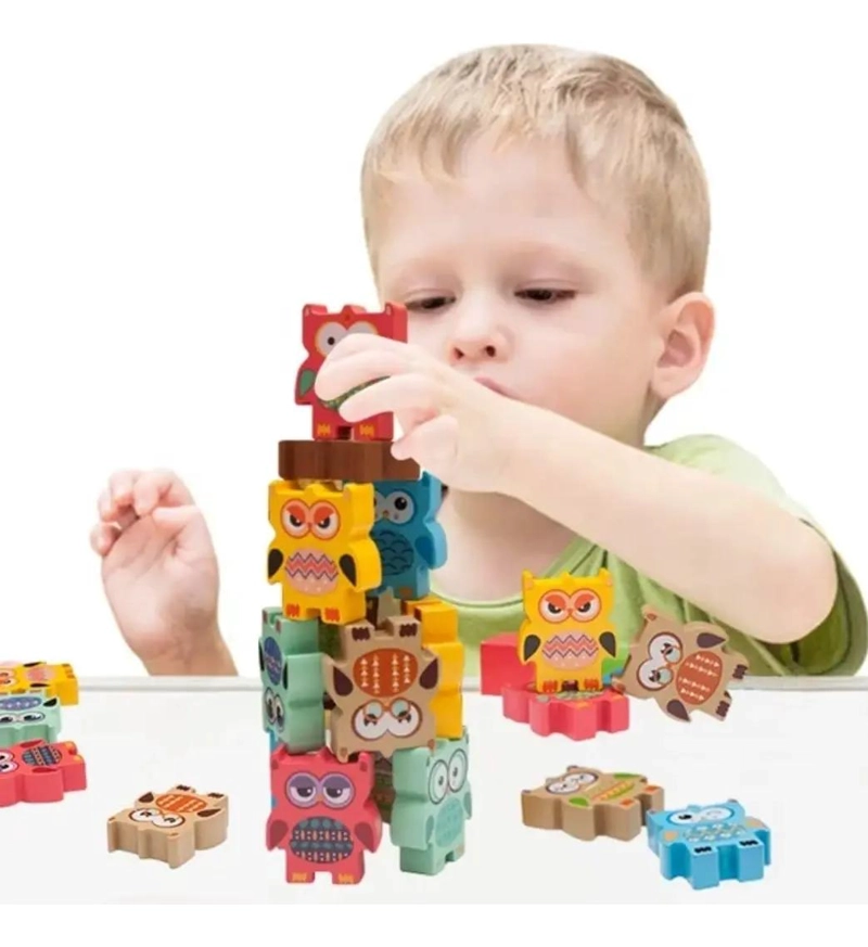 JUGUETE EDUCATIVO DE MADERA CON BLOQUES APILABLES Y ENCAJ - 3
