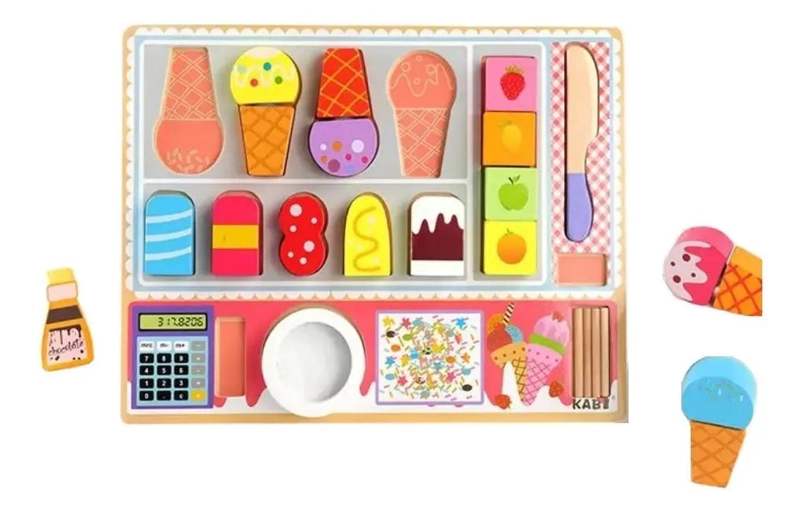 JUEGO DE PUZZLES DE MADERA SIMULACION HELADO PARA NIÑOS - 4