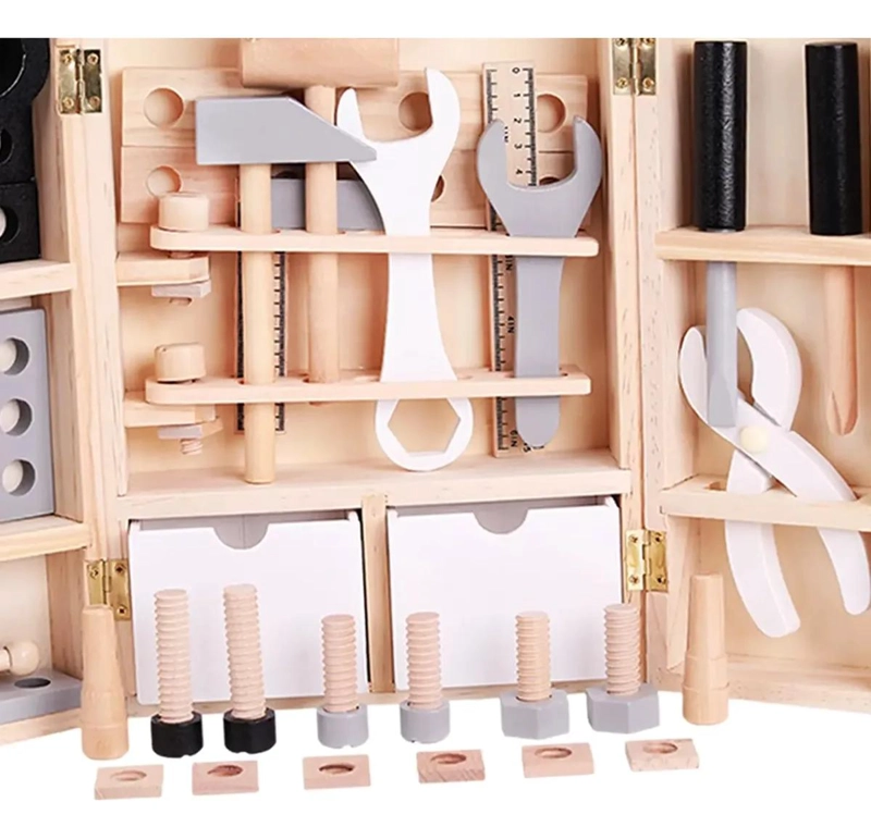 KIT EDUCATIVO DE HERRAMIENTAS DE MADERA PARA NIÑOS CON 30 - 3