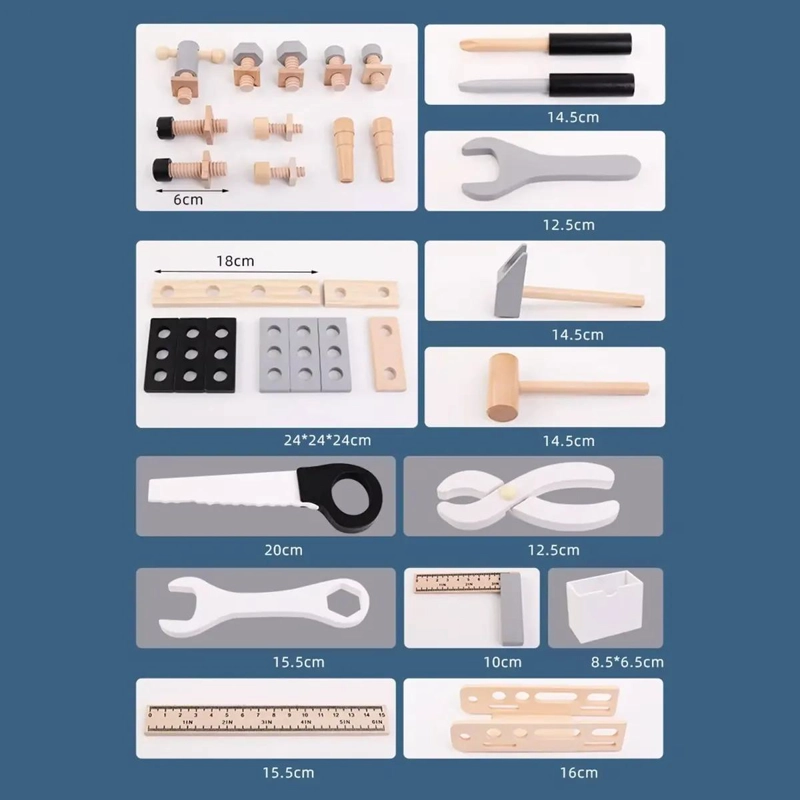 KIT EDUCATIVO DE HERRAMIENTAS DE MADERA PARA NIÑOS CON 30 - 5