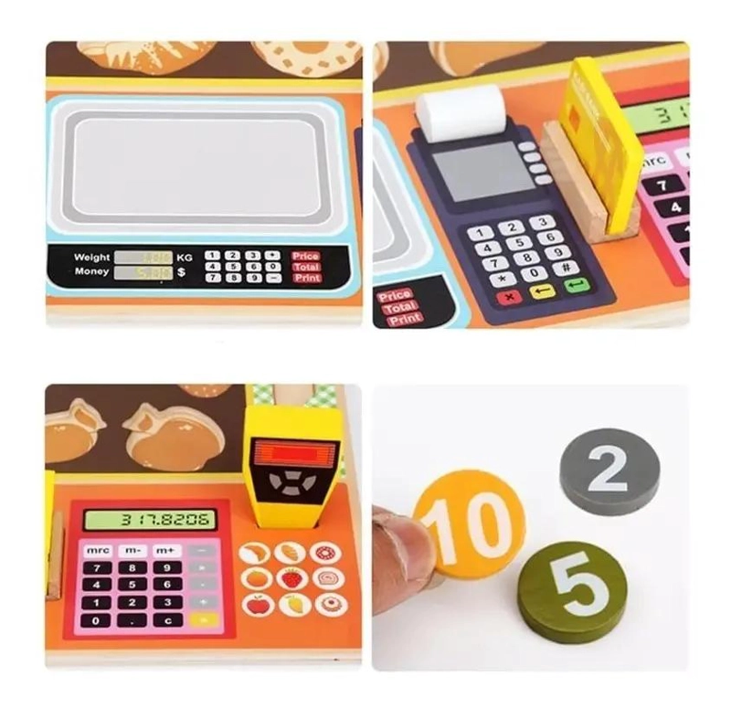 PUZZLE DE MADERA CORTA FRUTAS CON CAJA REGISTRADORA - 2