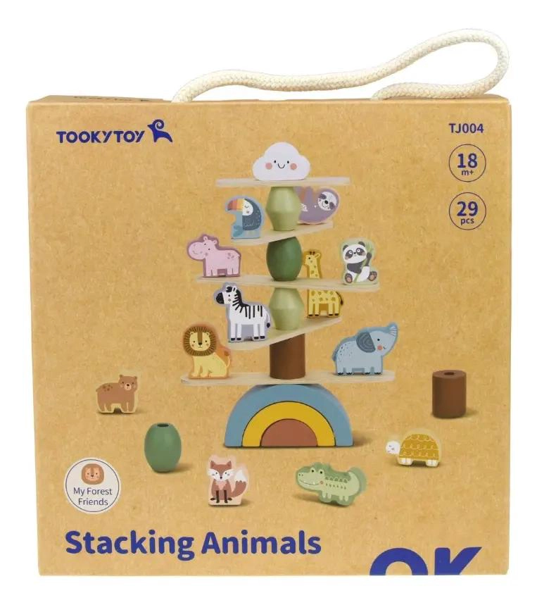 JUGUETE DE MADERA PARA APILAR CON ANIMALES MONTESSORI - 1