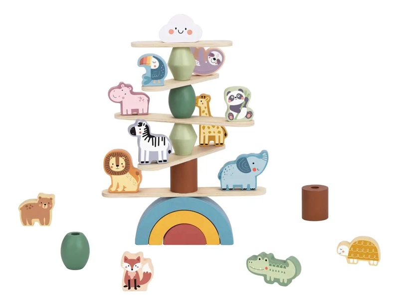 JUGUETE DE MADERA PARA APILAR CON ANIMALES MONTESSORI - 2