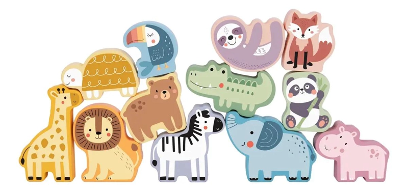JUGUETE DE MADERA PARA APILAR CON ANIMALES MONTESSORI - 5