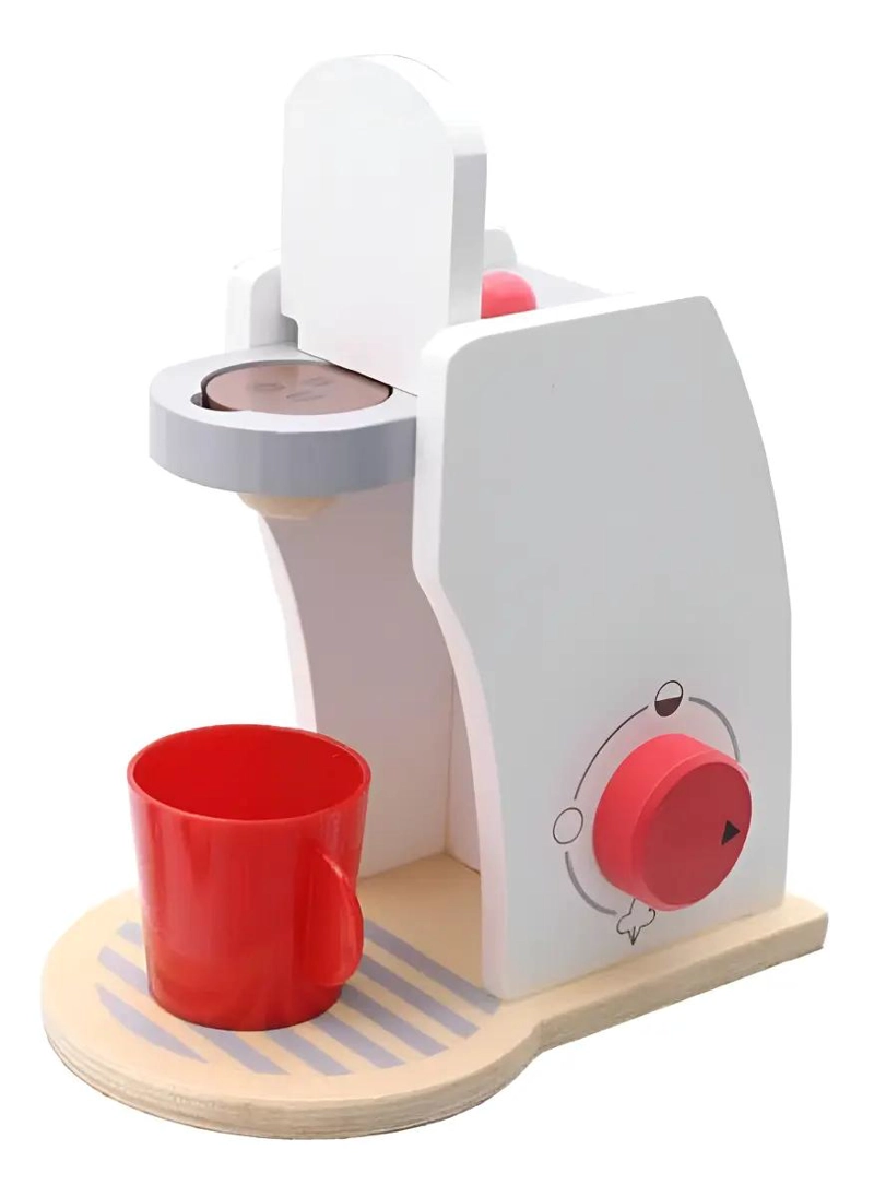 CAFETERA DE JUGUETE DE MADERA MULTICOLOR PARA NIÑOS - 1
