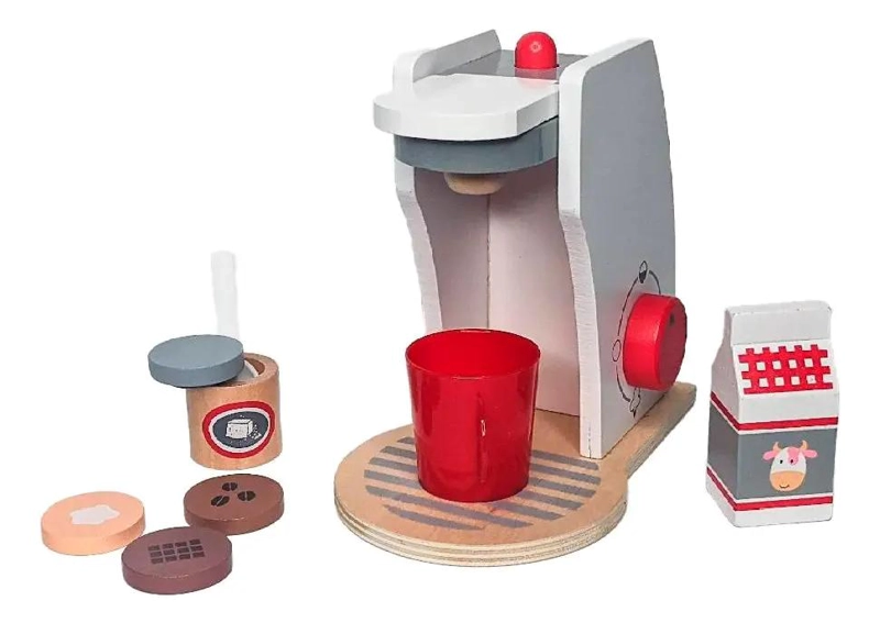 CAFETERA DE JUGUETE DE MADERA MULTICOLOR PARA NIÑOS - 2