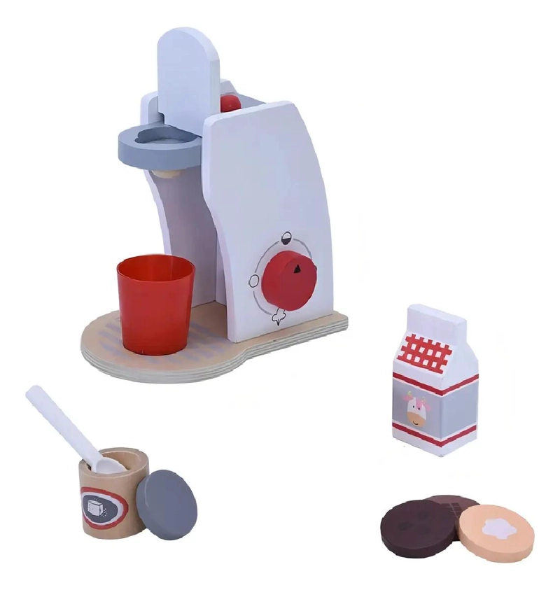CAFETERA DE JUGUETE DE MADERA MULTICOLOR PARA NIÑOS - 3