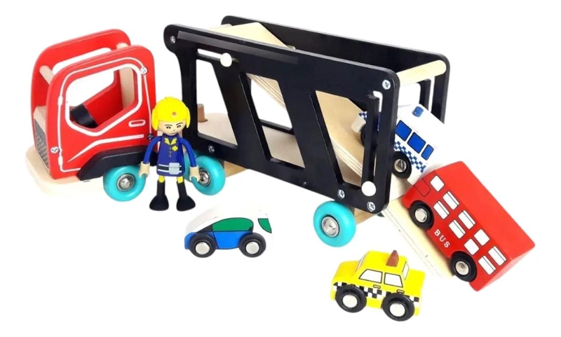 CAMION DE TRANSPORTE DE MADERA CON AUTOS 30 CM - 2
