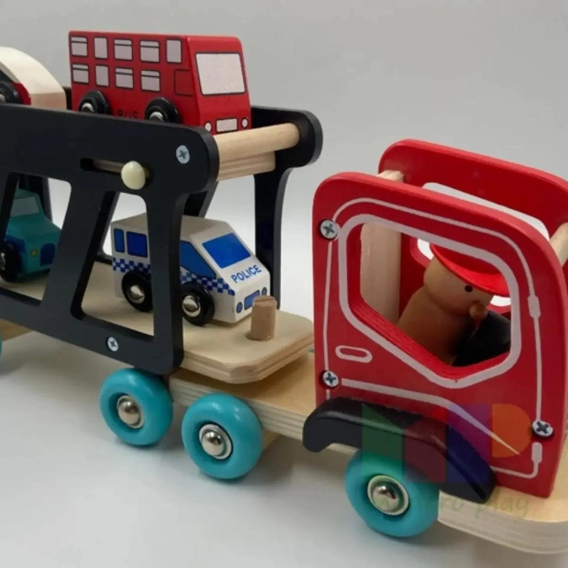 CAMION DE TRANSPORTE DE MADERA CON AUTOS 30 CM - 5