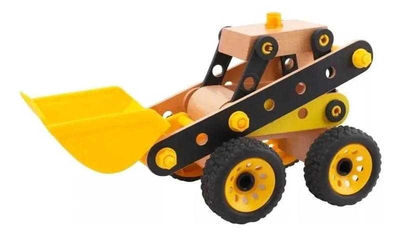 CAMION EXCAVADORA DE MADERA DIDACTICO CON BLOQUES - 1
