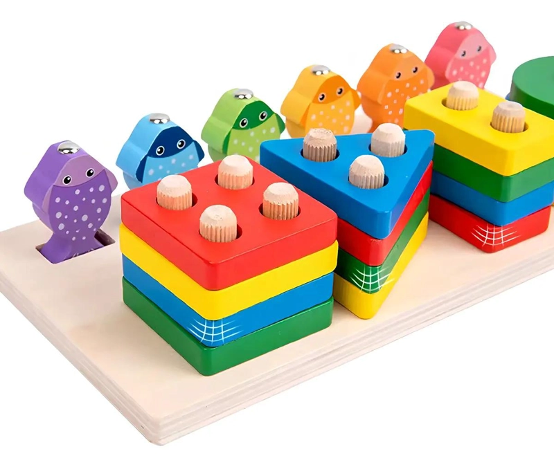 JUEGO DE PESCA MAGNE TICO Y ENCAJE DE MADERA PARA NIÑOS - 2