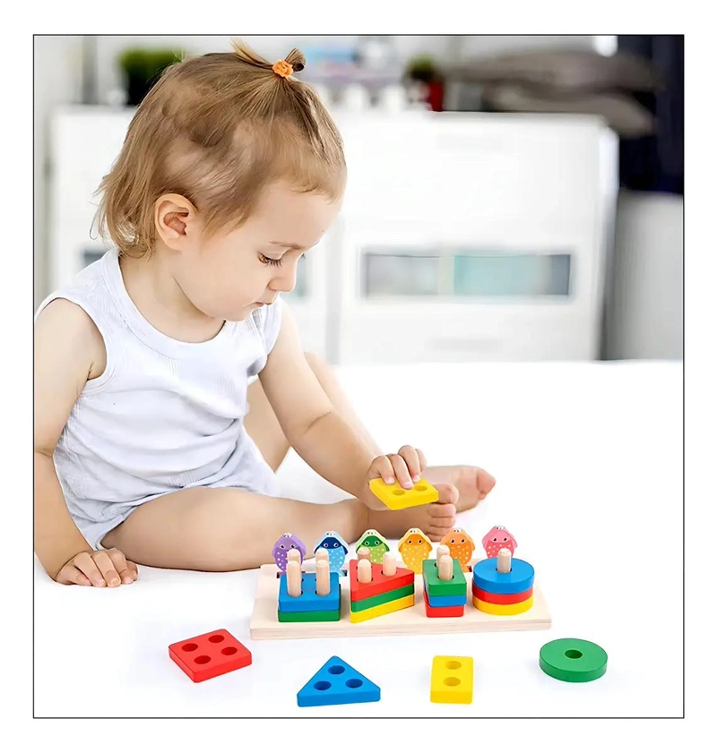 JUEGO DE PESCA MAGNE TICO Y ENCAJE DE MADERA PARA NIÑOS - 4