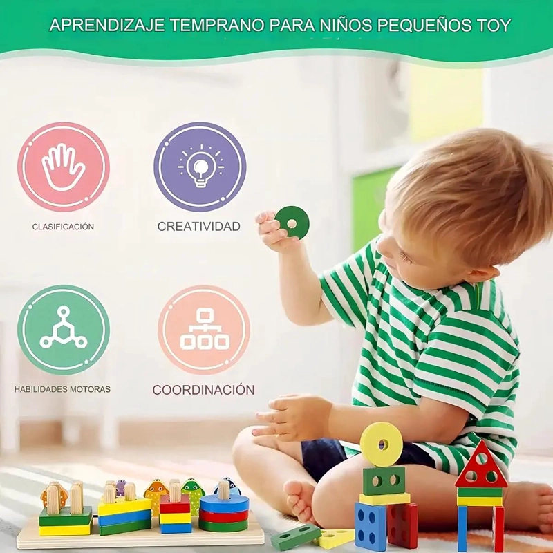 JUEGO DE PESCA MAGNE TICO Y ENCAJE DE MADERA PARA NIÑOS - 5