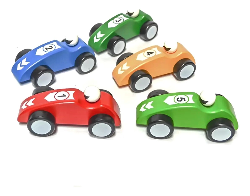 SET DE 5 CARROS DE MADERA ESTILO FORMULA 1 - 1