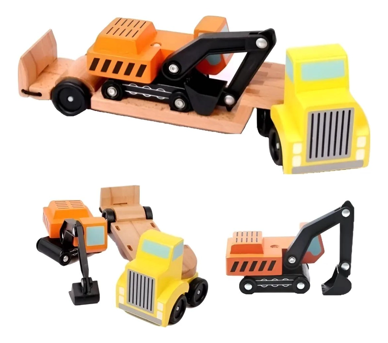 CAMION EXCAVADORA DE MADERA DIDACTICO PARA NIÑOS - 1