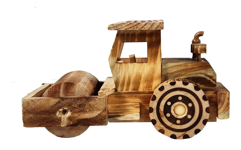 CAMION DE RODILLO DE MADERA ARTESANAL PARA NIÑOS - 2