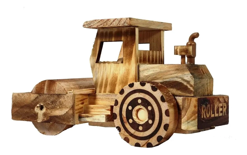 CAMION DE RODILLO DE MADERA ARTESANAL PARA NIÑOS - 4