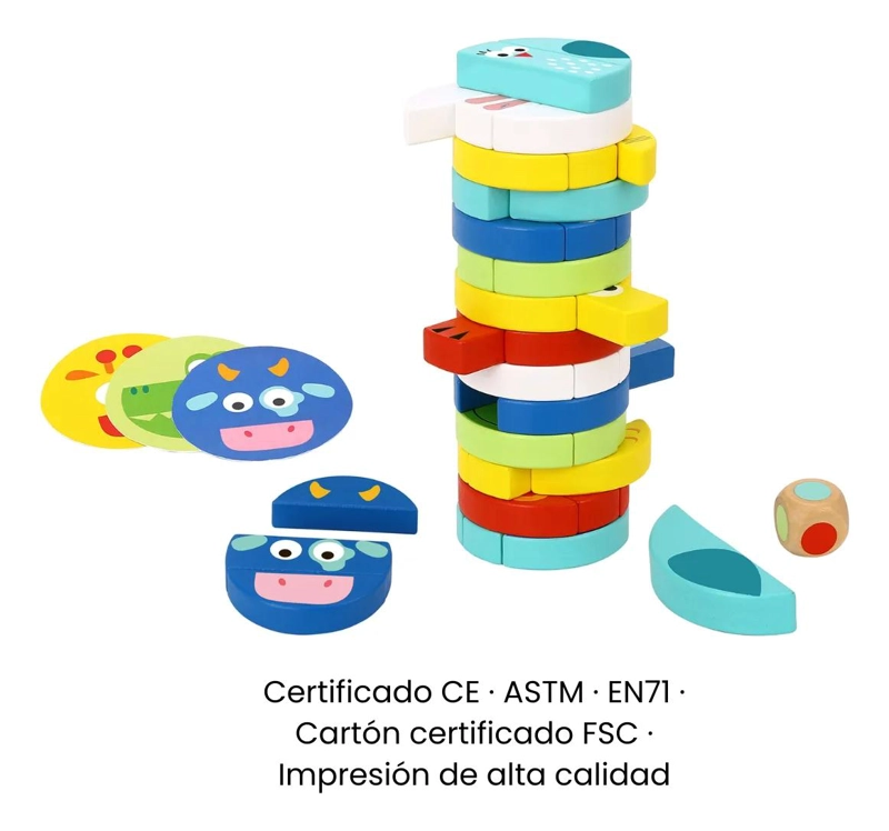 JUGUETE DE MADERA PARA APILAR CON ANIMALES MONTESSORI - 4
