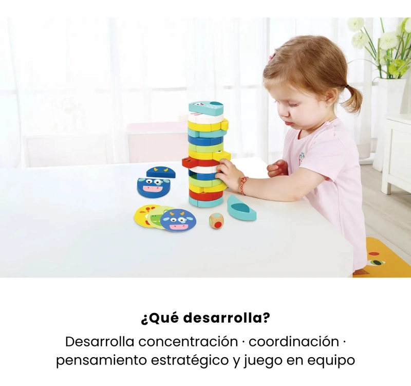 JUGUETE DE MADERA PARA APILAR CON ANIMALES MONTESSORI - 5