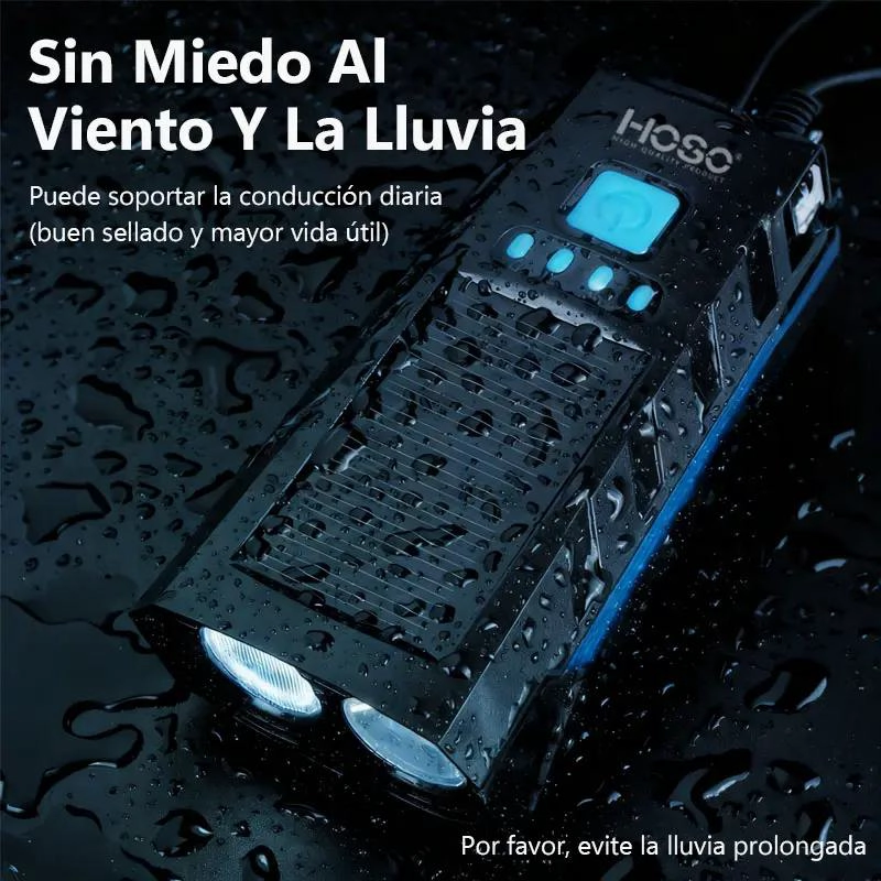 LUZ BICICLETA USB IMPERMEABLE CON BOCINA SOLAR 4 SONIDOS - 5