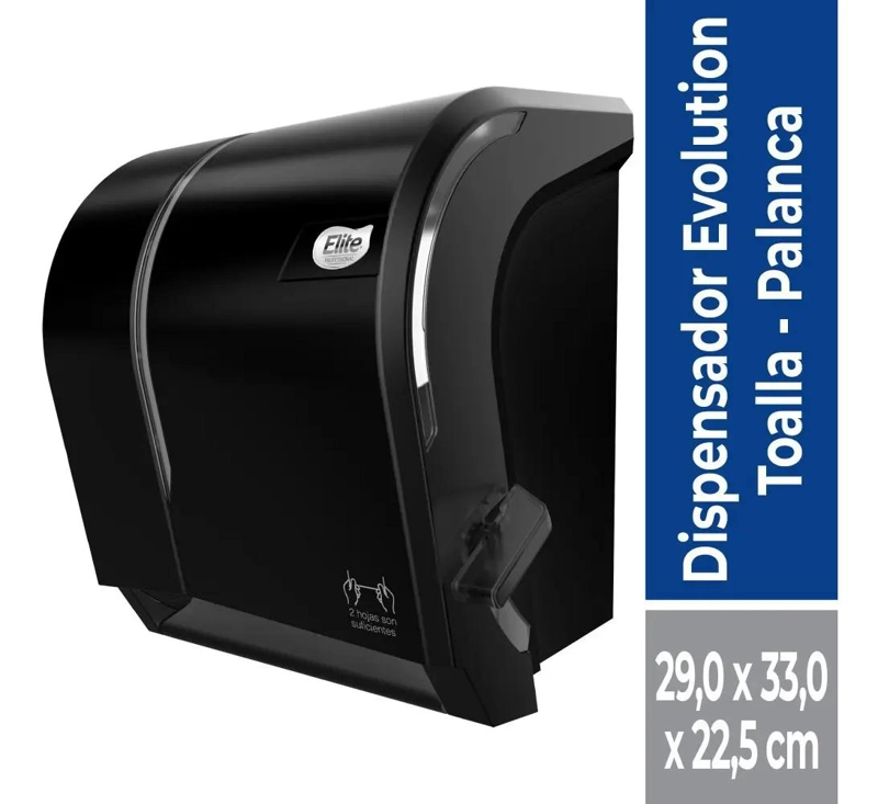 DISPENSADOR DE TOALLA EN ROLLO CON PALANCA NEGRO - 1