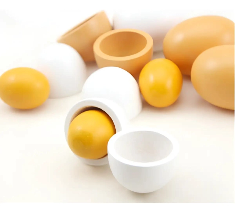 SET DE 6 HUEVOS DE MADERA DIDACTICOS PARA NIÑOS - 4