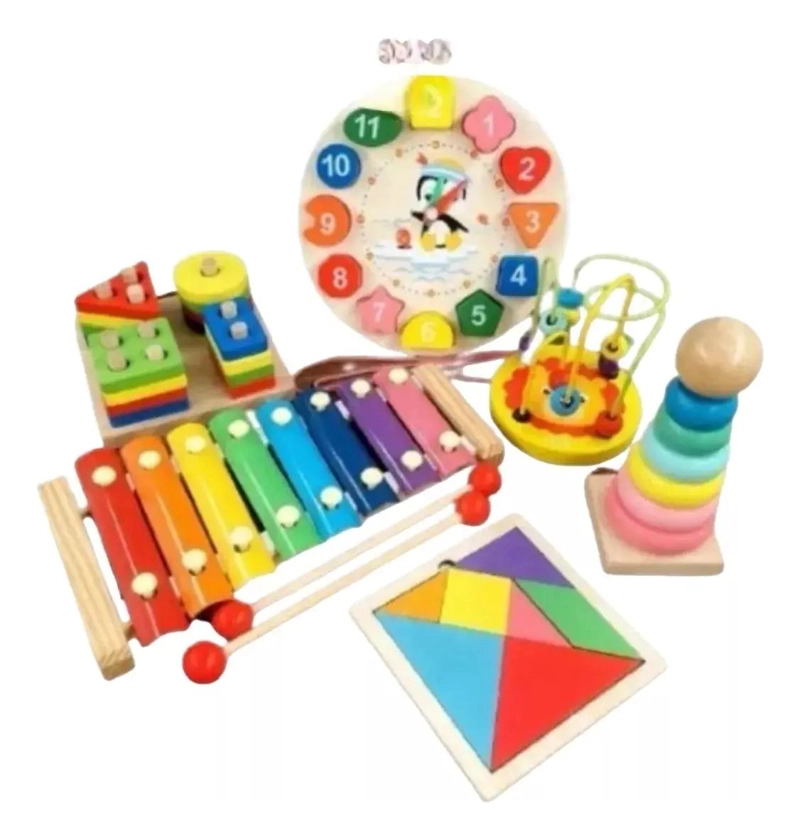 PACK 6 JUGUETES DIDACTICOS DE MADERA PARA NIÑOS - 1