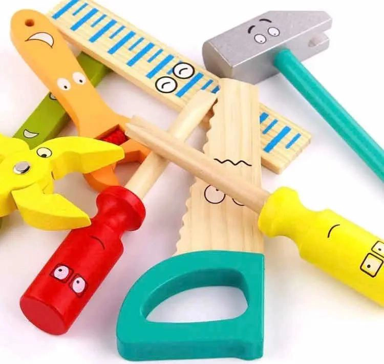 CAJA DE HERRAMIENTAS DE MADERA PARA NIÑOS JUGUETE - 2