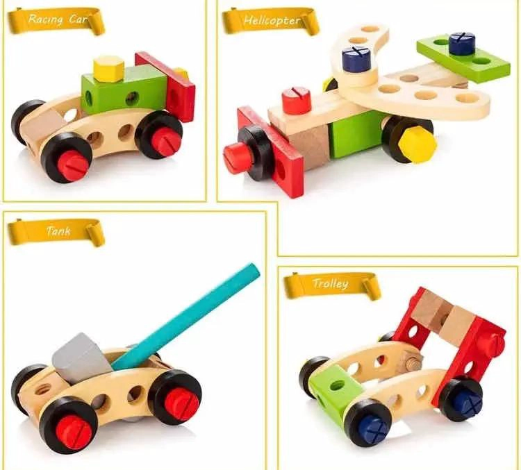CAJA DE HERRAMIENTAS DE MADERA PARA NIÑOS JUGUETE - 4