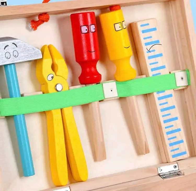 CAJA DE HERRAMIENTAS DE MADERA PARA NIÑOS JUGUETE - 5