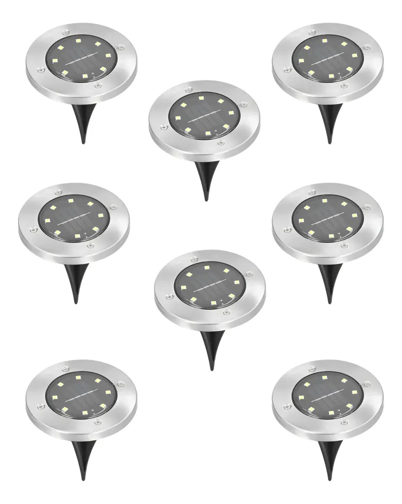 FOCO SOLAR DE JARDIN EMBUTIDO CON LUZ CALIDA Y FRIA 8 UDS - 1